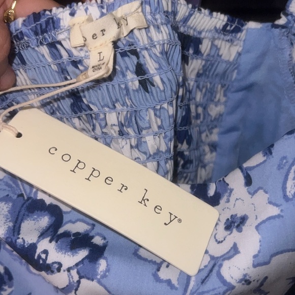 Copper Key Juniors Large MIDI dress Blue White Flowers Spring - Picture 3 of 3